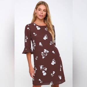Lulus Sweeter Than This Plum Purple Floral Print Shift Dress S